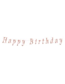 PF-GRGMD BANER Happy Birthday METALIK RUŽIČASTO ZLATO 200 cm