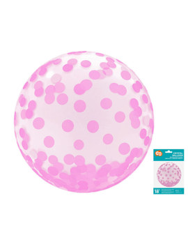 KR-18RG BALON KRISTALNI SA PINK KONFETIMA, 45 cm