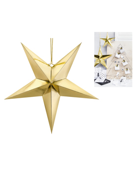 GWP1-70-019M ZVIJEZDA OD PAPIRA ZLATNE BOJE, SA ZLATNOM ŠPAGOM promjer 70cm