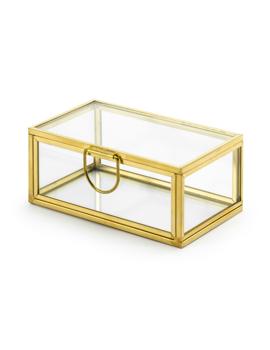 PKWS1-019 UKRASNA STAKLENA KUTIJA, ZLATNI METALNI RUBOVI