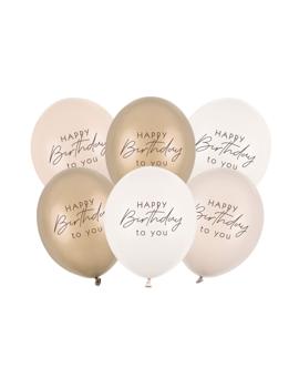 SB14P-341-013 BALON HAPPY BIRTDAY BEŽ 30cm , 6kom