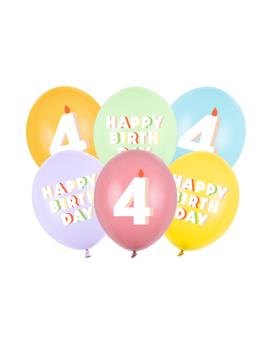 SB14P-354 BALONI MIX BROJ 4 I HAPPY BIRTHDAY, 30cm