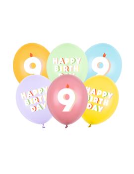 SB14P-359 BALONI MIX BROJ 9 I HAPPY BIRTHDAY, 30cm