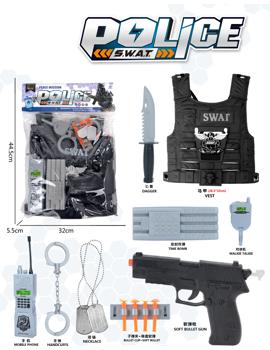 MKV038596 Dječji policijski set s pištoljem za mekane metke 32x44x5cm*