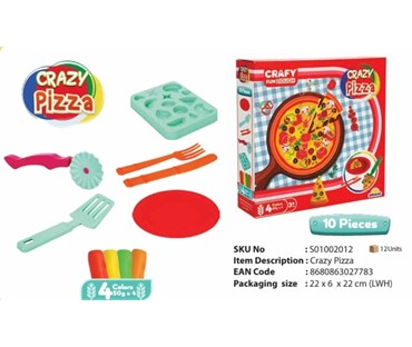 2012 PLASTELIN SET ZA ZABAVU LUDA PIZZA (4-BOJE,50G)