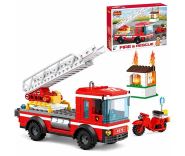 MKJ671542 Građevinski set vatrogasna kola ,260 kockica 34x24x6cm*