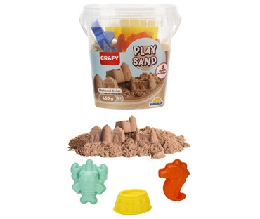 05699 Dječji set za igru s pijeskom – kanta 450 g, prirodna boja, s kalupima