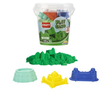 05702 Dječji set za igru s pijeskom – kanta 450 g, zelena boja, s kalupima
