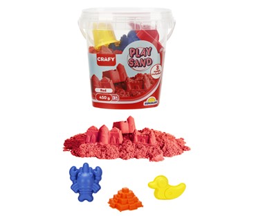 05696 Dječji set za igru s pijeskom – kanta 450 g, crvena boja, s kalupima